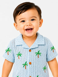 Toddler Palm Tree Embroidered Pointelle Knit Set