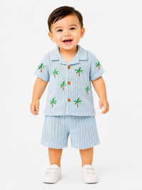 Toddler Palm Tree Embroidered Pointelle Knit Set