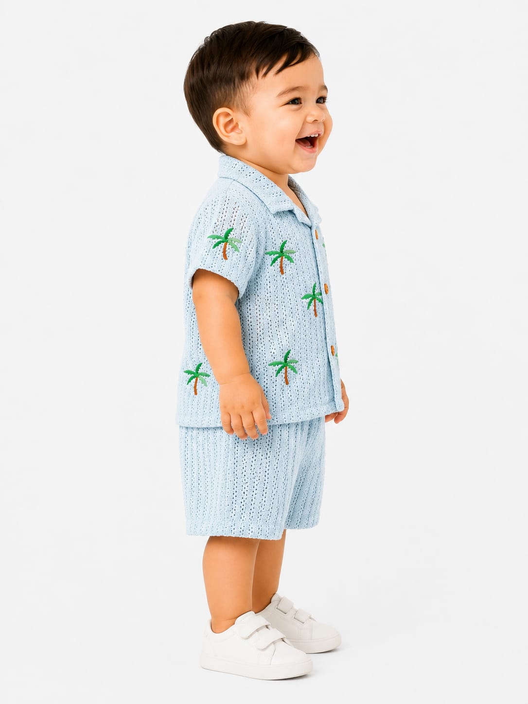 Toddler Palm Tree Embroidered Pointelle Knit Set