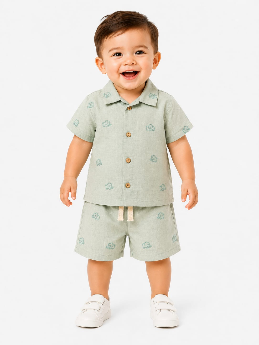 Little Explorer Embroidered Linen-Blend Set