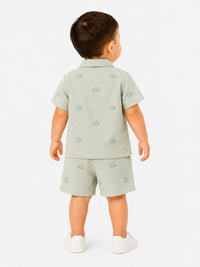 Little Explorer Embroidered Linen-Blend Set
