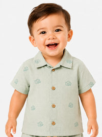 Little Explorer Embroidered Linen-Blend Set