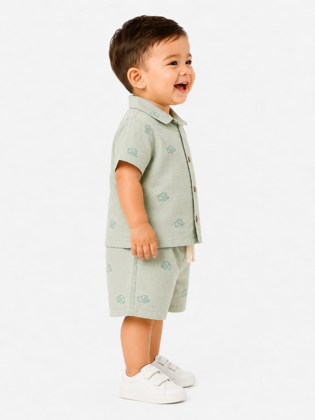 Little Explorer Embroidered Linen-Blend Set