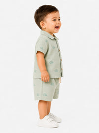 Little Explorer Embroidered Linen-Blend Set