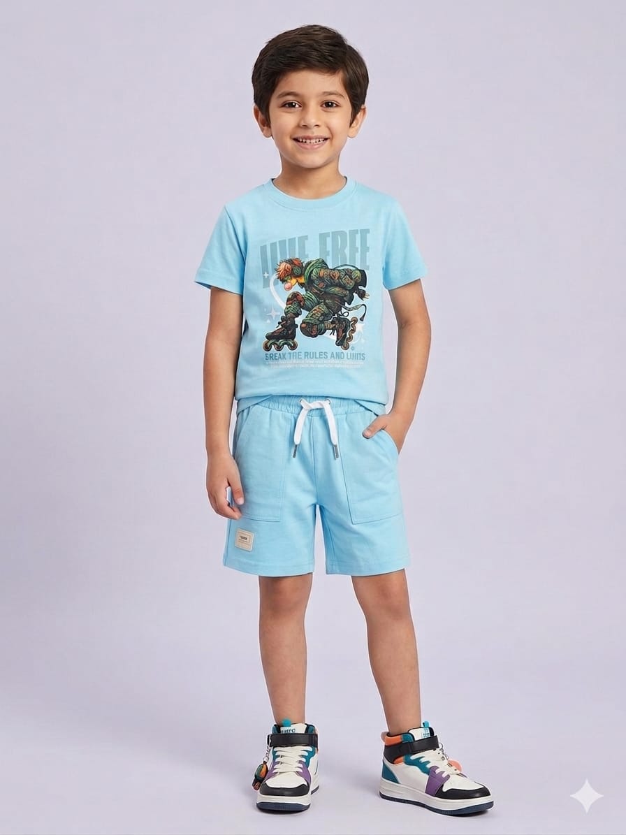 "Live Free" Skater Two-Piece Co-ord Shorts Set