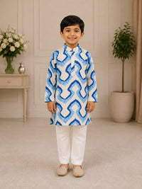 Boys Traditional Tie-Dye Print Kurta Pajama Set