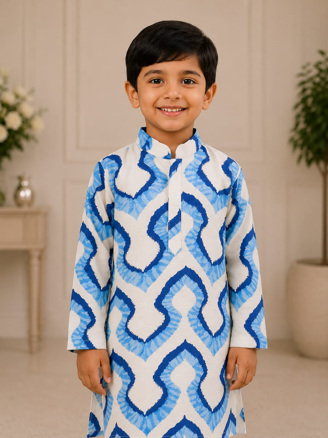 Boys Traditional Tie-Dye Print Kurta Pajama Set
