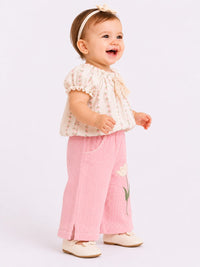 Girls' Vintage Floral Top & Wide-Leg Trousers Co-Ord Set