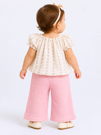 Girls' Vintage Floral Top & Wide-Leg Trousers Co-Ord Set