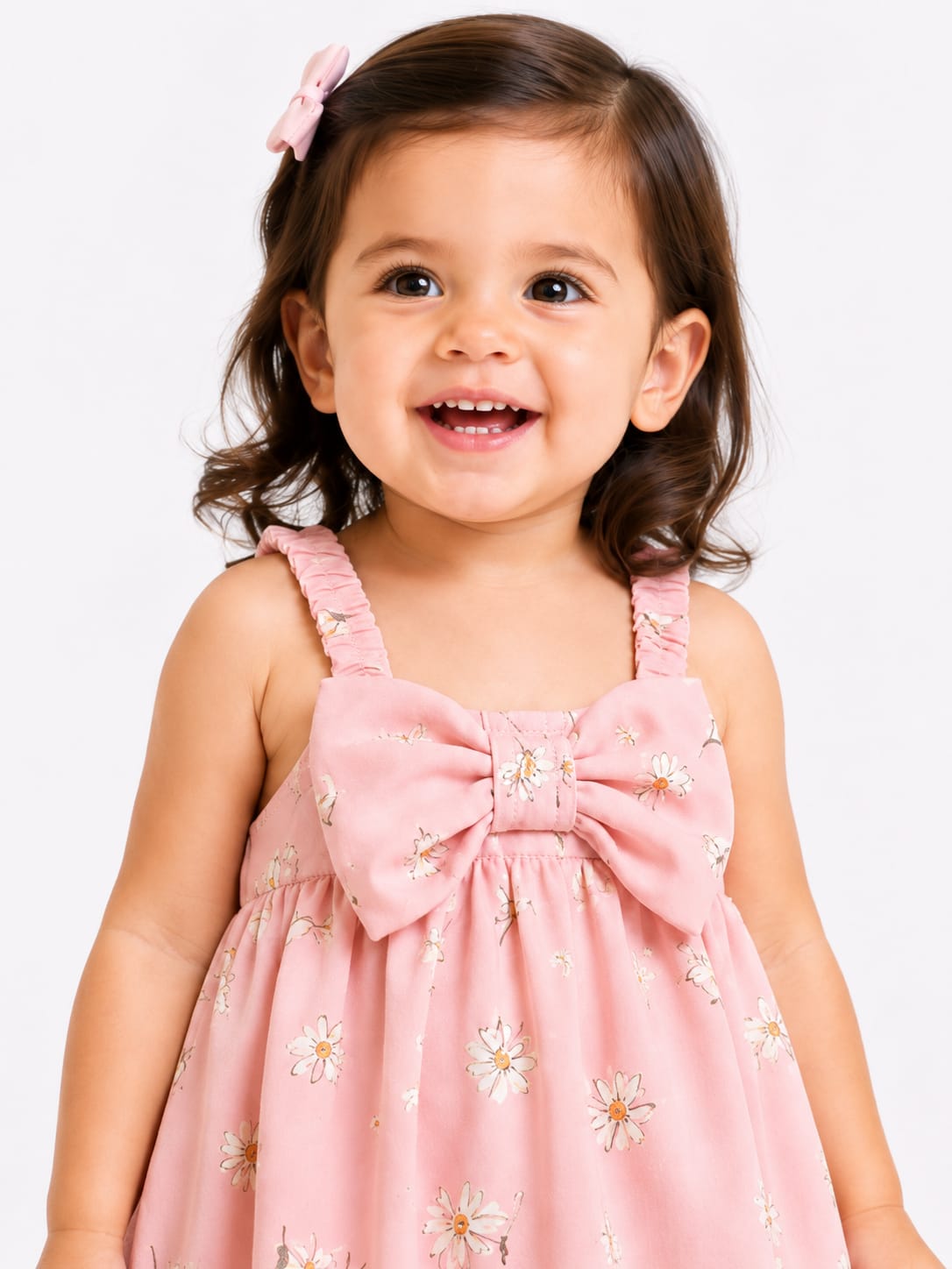Girls' Daisy Print Bow-Front Party Frock