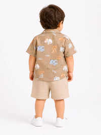 Toddler Boys' Dino Safari Shirt, Tee & Cargo Shorts Set