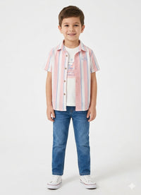 Boys' Coastal Striped Short-Sleeve Resort Shirt