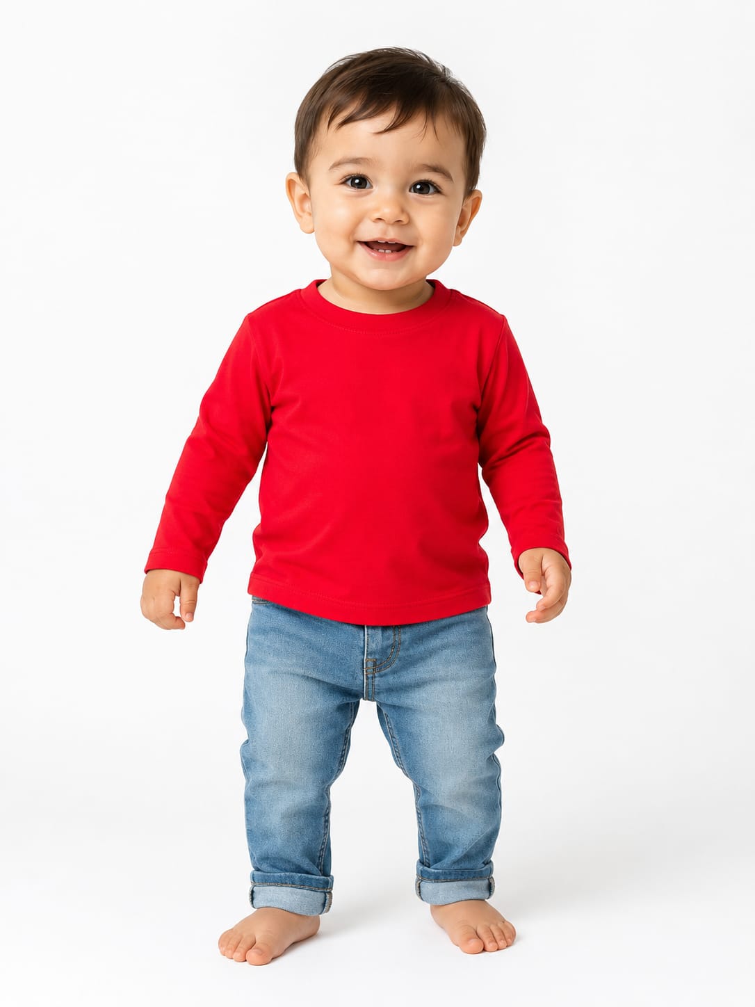 Toddler Essential Long Sleeve Crimson T-Shirt