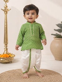 Boys Festive Green Leheriya Kurta and Dhoti Set