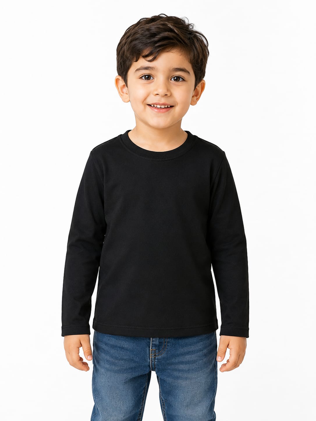 Boys Essential Long Sleeve Jet Black T-Shirt