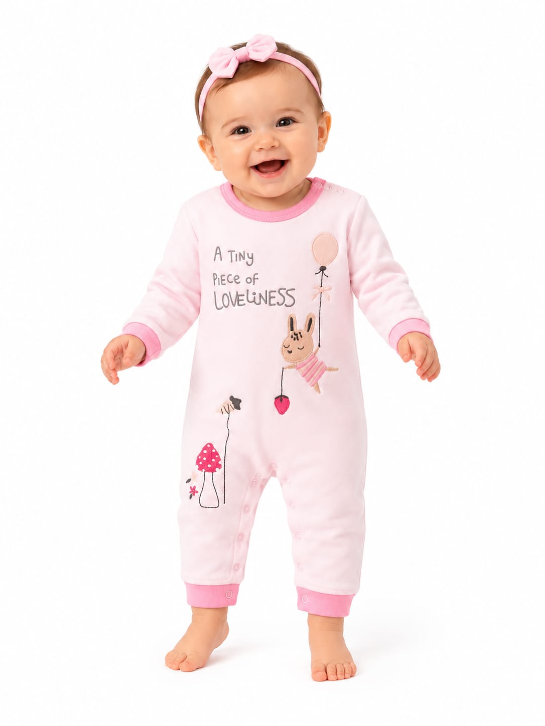 Sweet Bunny Embroidered Infant Sleepsuit Set