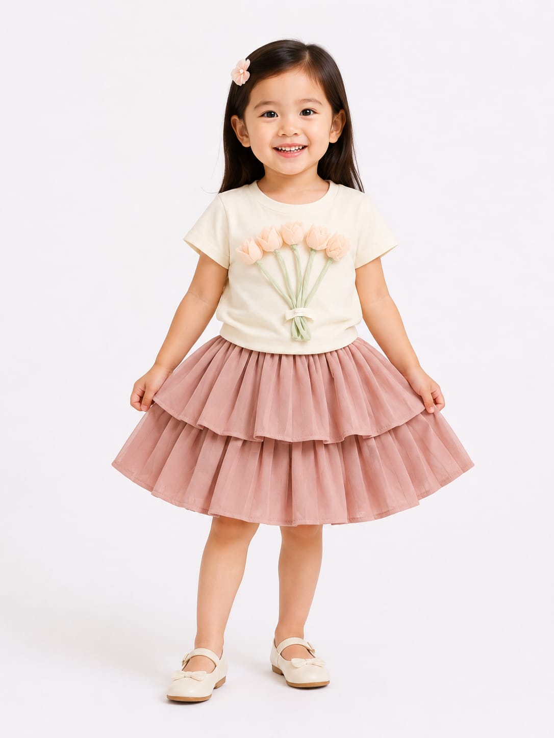 Charming Two-Piece Tulip Mesh Skirt Set