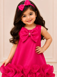 Magenta Magic: Ruffled Rose Rosette Party Frock