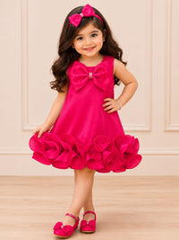 Magenta Magic: Ruffled Rose Rosette Party Frock