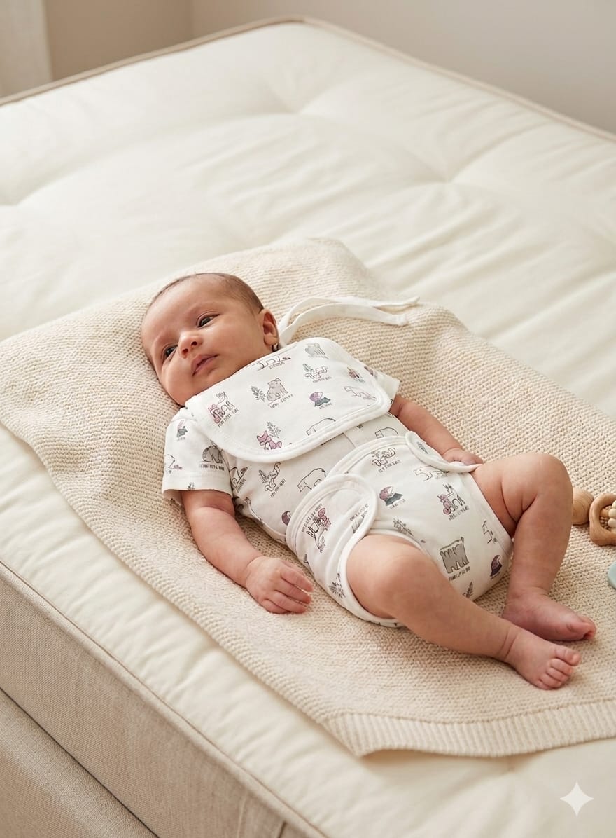 Charming Bear Print Infant Kimono Bodysuit with Matching Bib