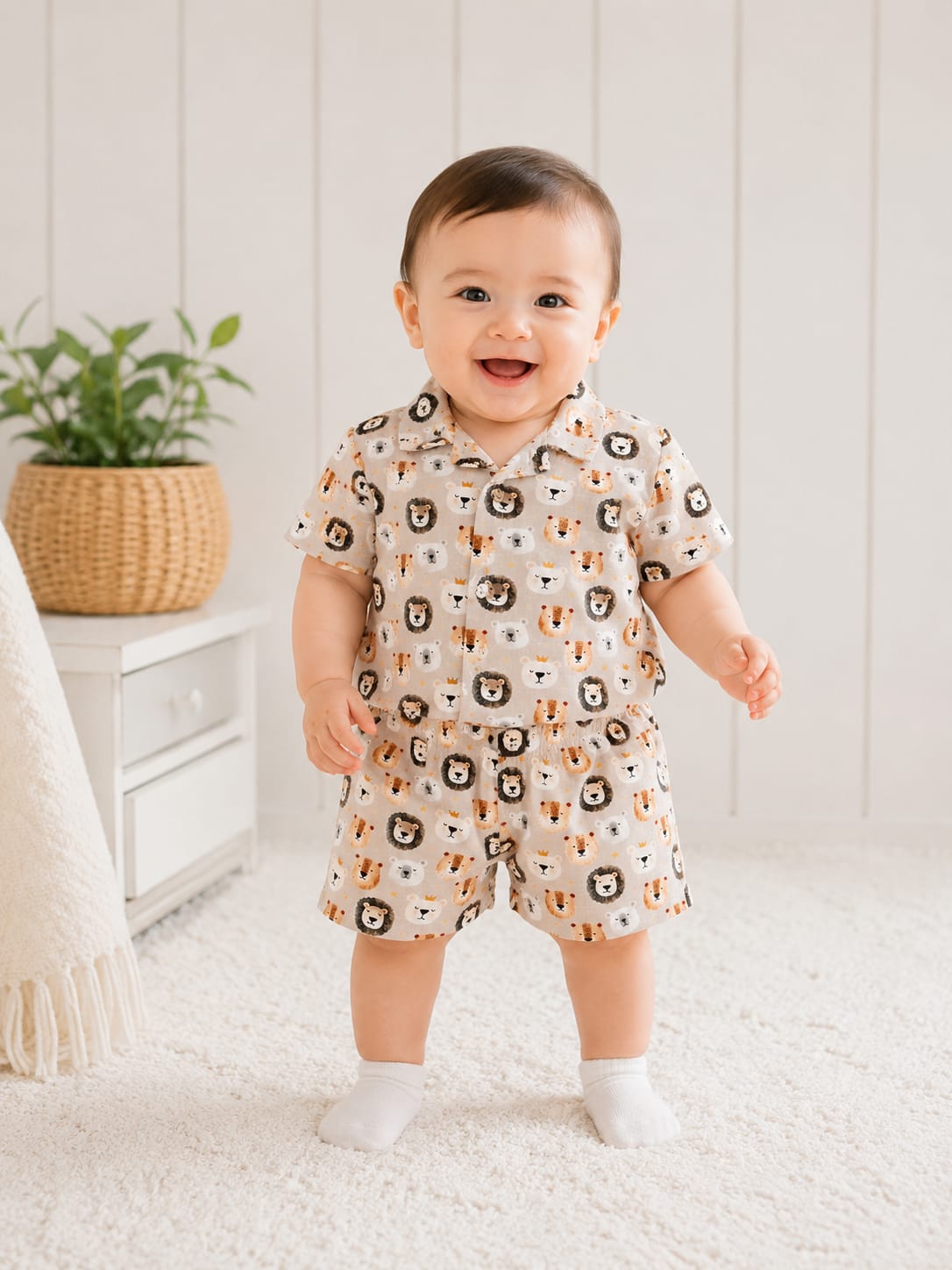 Whimsical Safari Lion King Infant Shorts Co-Ord Set