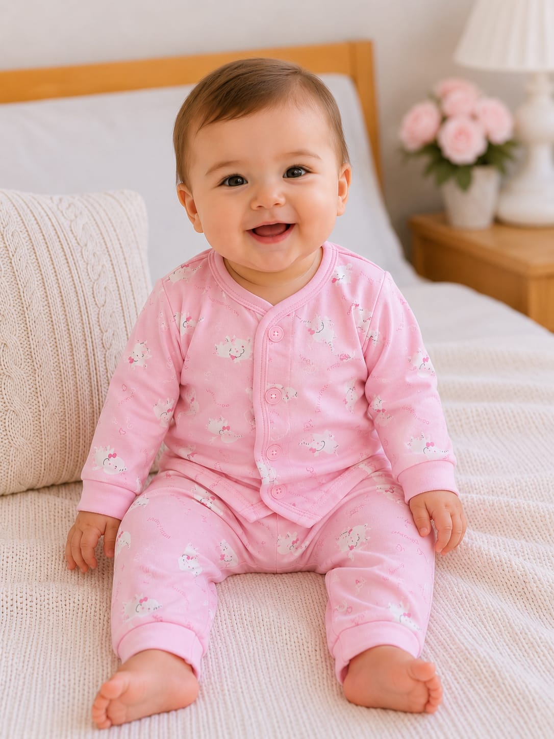Charming Pink Kitty Infant Co-Ord Set