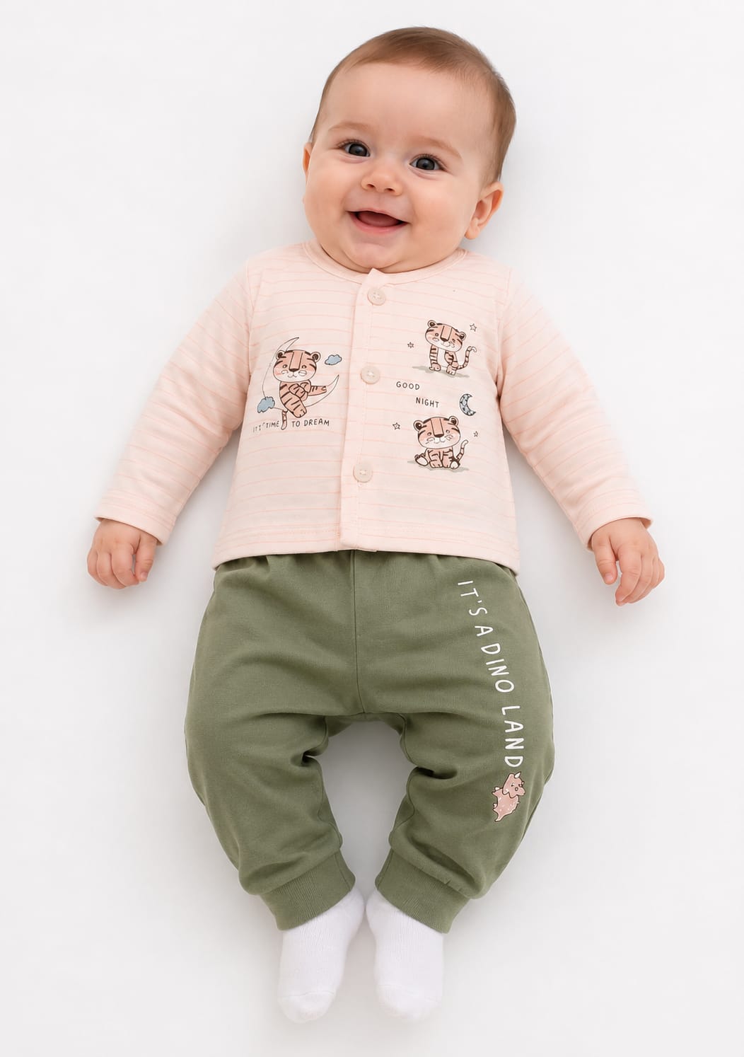 Adorable Little Tiger & Dino Infants' Nightsuit Set