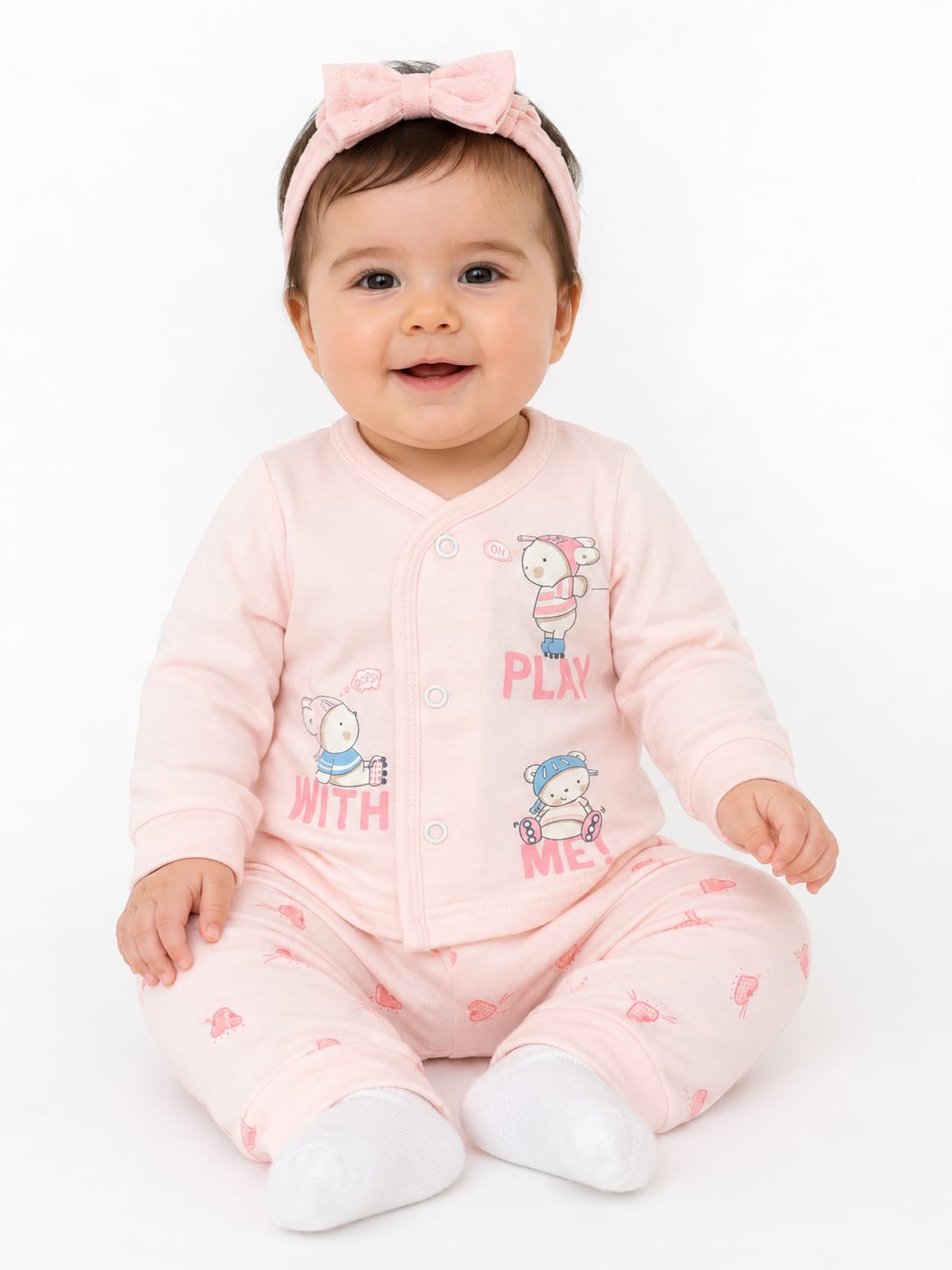 Charming Pink Graphic Infants' Nightsuit Set