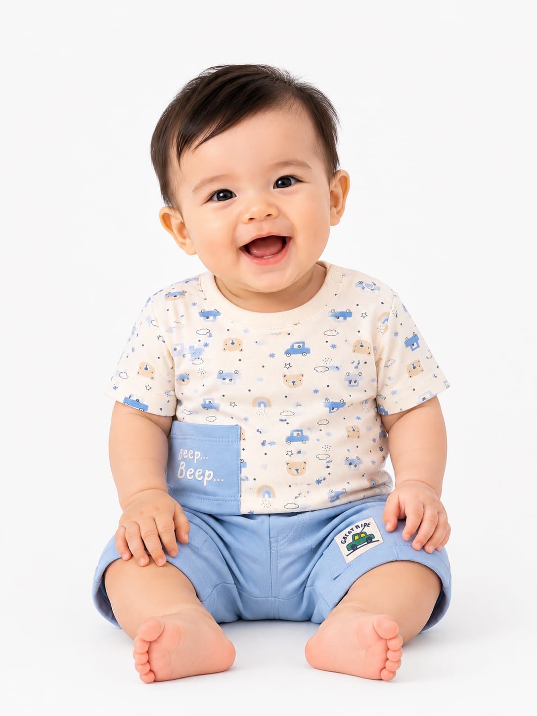 Beep Beep! Two-Piece Short-Sleeve Infant Shorts Set