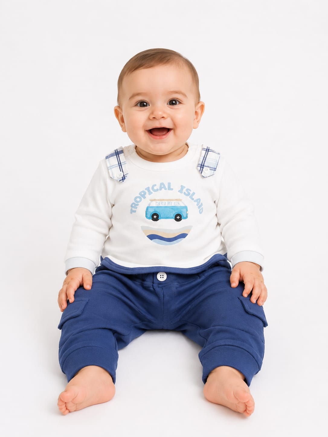 Coastal Cool: Two-Piece Long-Sleeve Infant Jogger Set