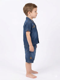 Smart Denim Resort-Collar Boys' Co-Ord Set
