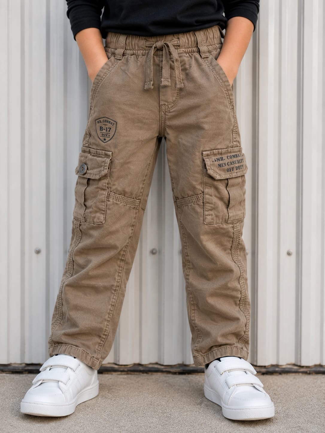 Kids' Military-Inspired Straight-Leg Cargo Pants