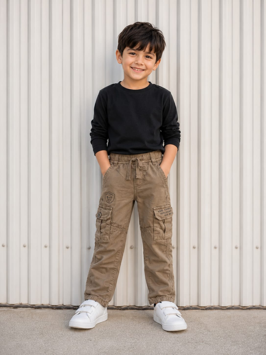 Kids' Military-Inspired Straight-Leg Cargo Pants