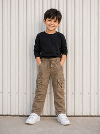 Kids' Military-Inspired Straight-Leg Cargo Pants