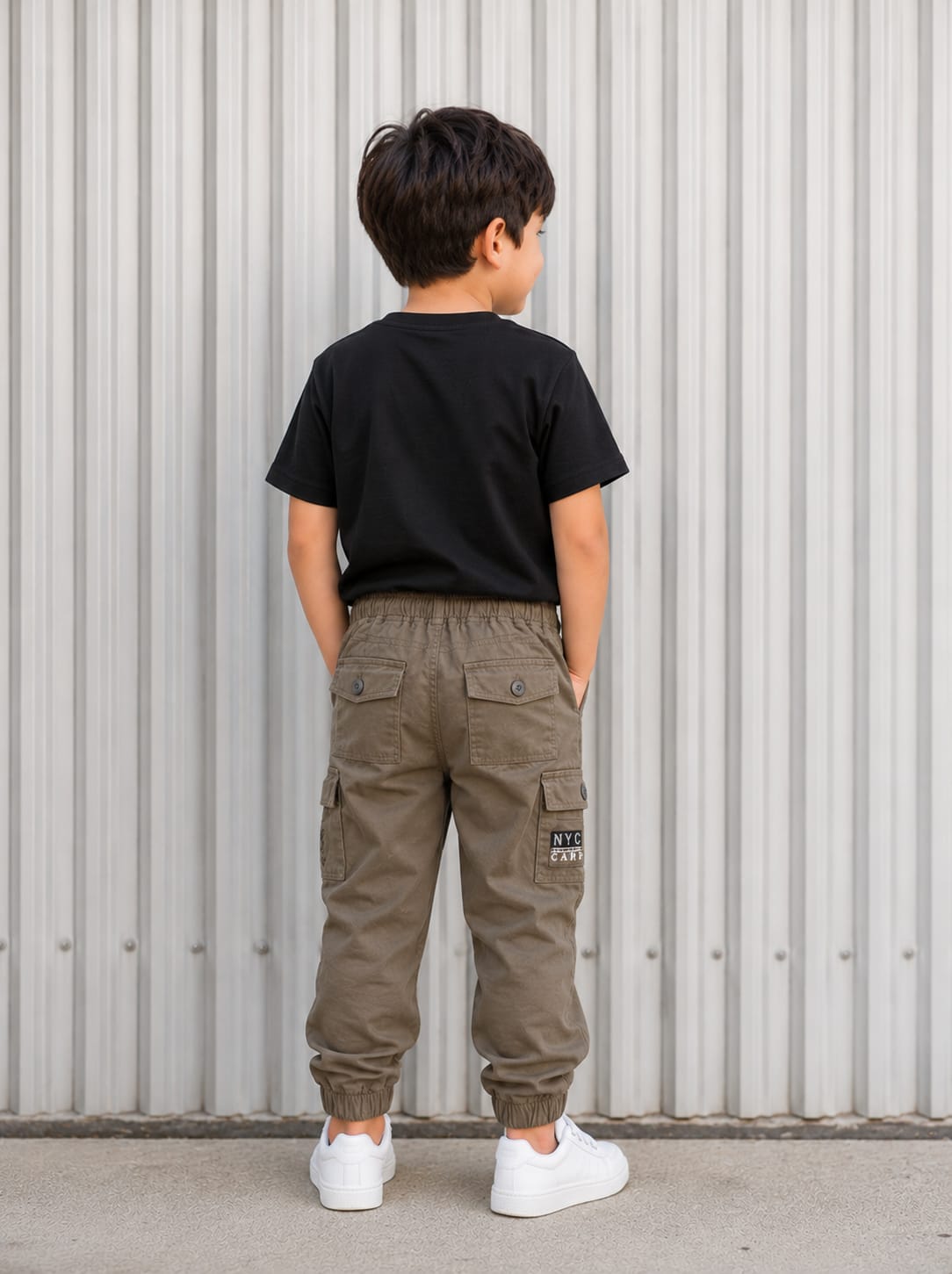 Kids' Utility Cargo Jogger Pants in Olive Khaki