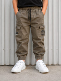 Kids' Utility Cargo Jogger Pants in Olive Khaki