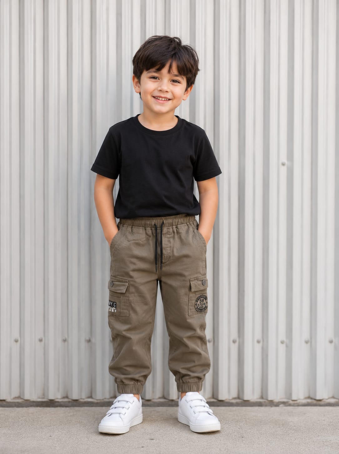 Kids' Utility Cargo Jogger Pants in Olive Khaki