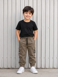 Kids' Utility Cargo Jogger Pants in Olive Khaki