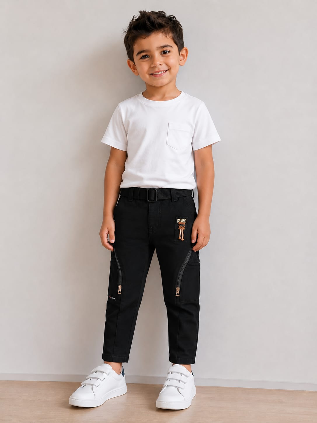 Boys Black Utility Cargo Pants