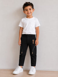 Boys Black Utility Cargo Pants