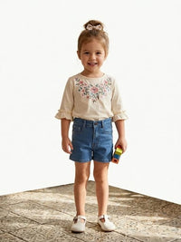 Girls' Classic Mid-Wash Denim Shorts