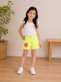 Girls' Neon Smiley Patch Denim Shorts