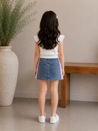 Girls' Sporty Denim Skirt (Skort Style)