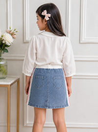 Girls' Paperbag Waist Denim Skort Shorts