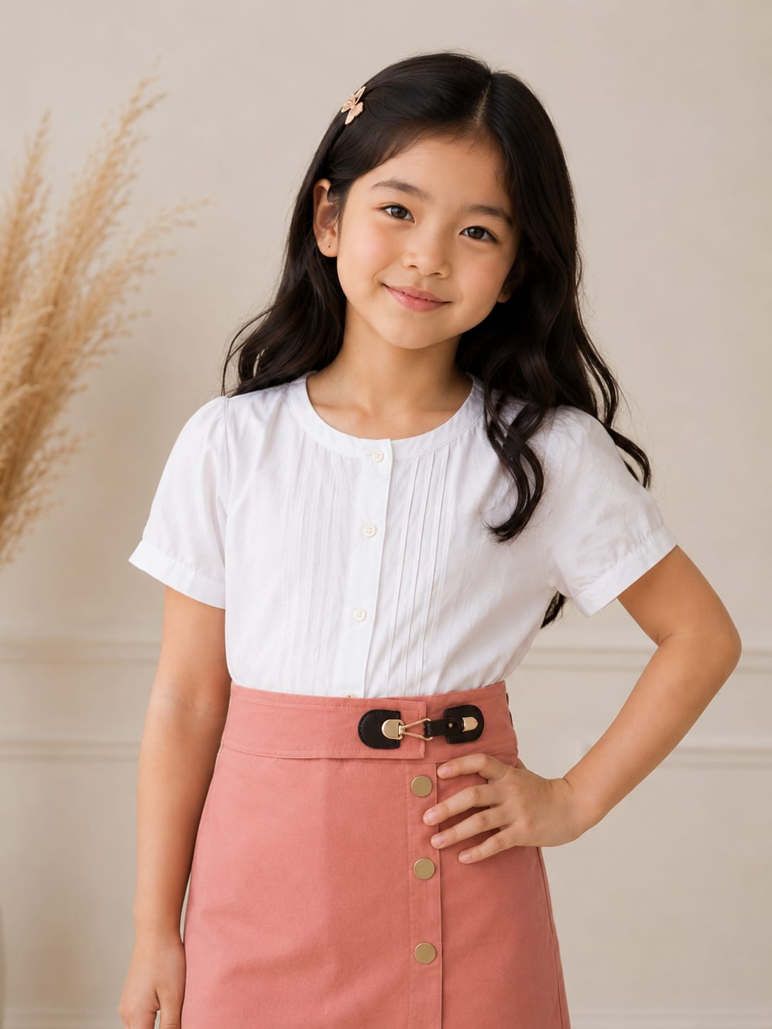 Girls' Tailored Utility Denim Skort Shorts – Dusty Rose