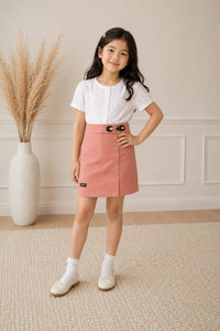 Girls' Tailored Utility Denim Skort Shorts – Dusty Rose