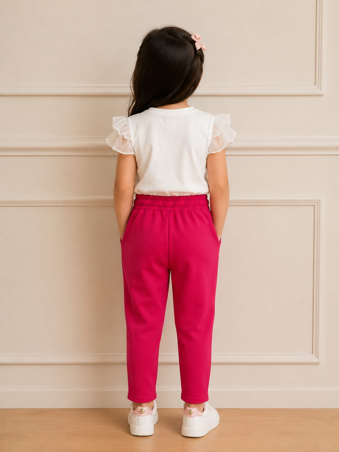 Girls' "Bold" Graphic Fleece Jogger Trackpants – Hot Pink