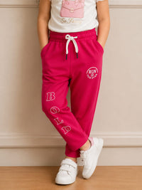 Girls' "Bold" Graphic Fleece Jogger Trackpants – Hot Pink