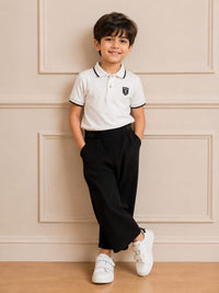 Girls' Premium Wide-Leg Ribbed Knit Trousers – Classic Black