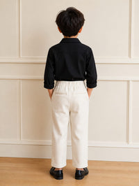 Boys' Premium Pleated Corduroy-Knit Trousers – Off-White